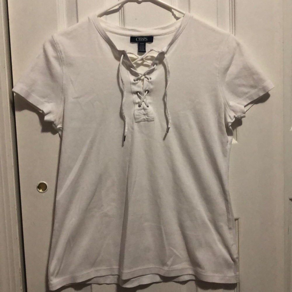 cross strapped white short sleeve